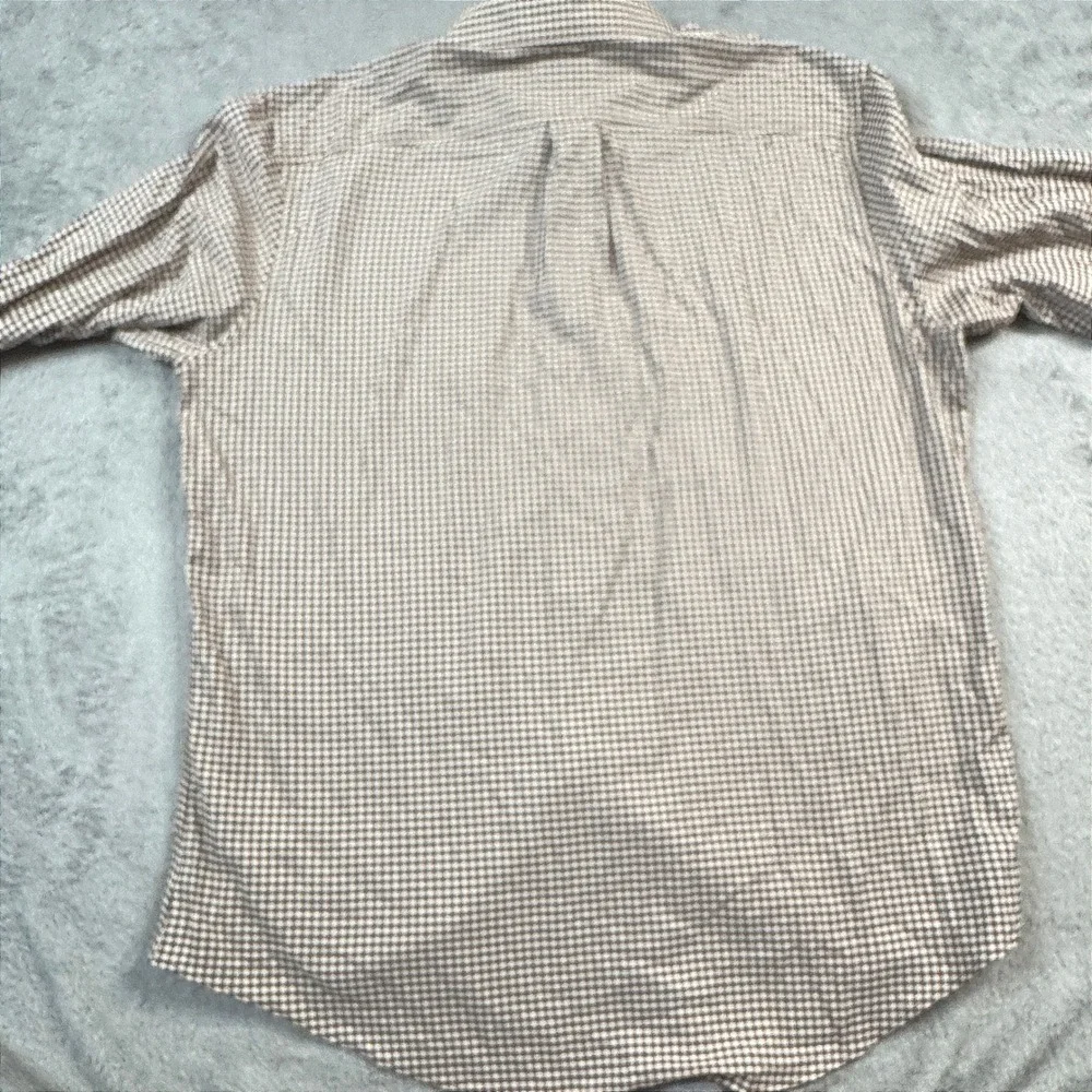 Genteal Performance Shirt Mens XL Brown White Gingham Check Long Sleeve - Picture 9 of 9